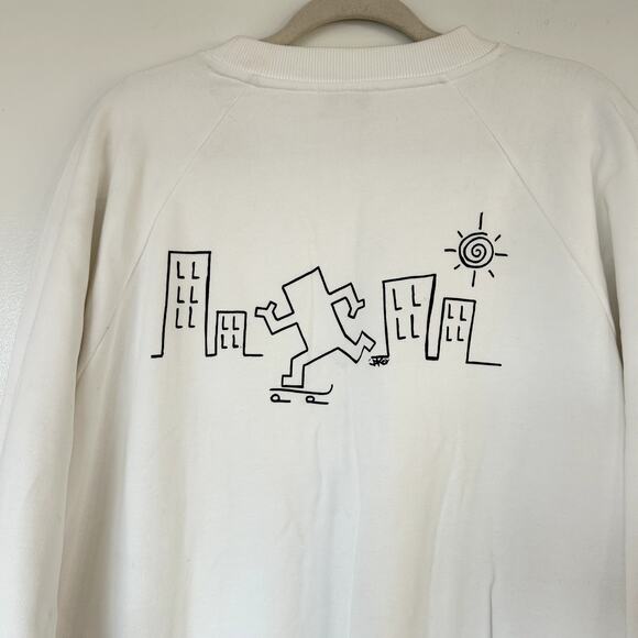 Agnès b. HOMME JOKO Artist Sweatshirt White Cityscape Skateboard Graphic 4 / XXL - Picture 3 of 12